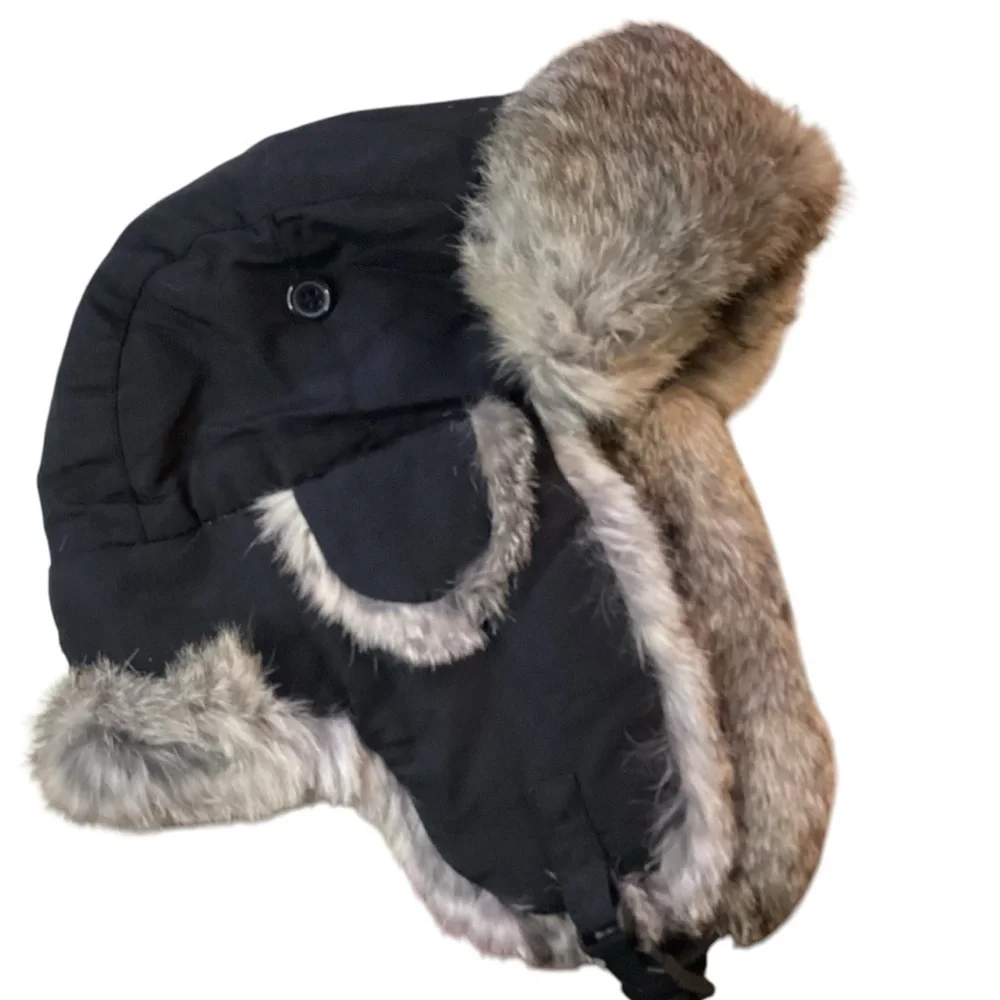 Yukon Tracks | Rabbit Fur Trapper Hat | Black | Youth Large |Unisex